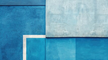 Textured Blue and Grey Walls with Geometric Shapes