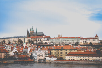 Naklejka na ściany i meble Czech Republic, Prague Castle and cityscape.