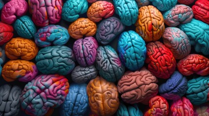 Colorful Assortment of Human Brain Models