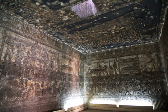 Dendera, Egypt - 02 Mar 2017: Ancient temple Hathor in Dendera, Egypt