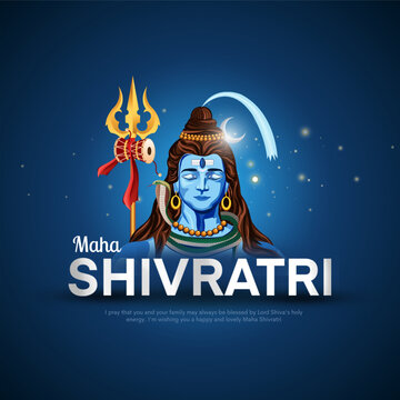 Happy maha Shivratri, a Hindu festival celebrated of lord shiva night. Abstract vector illustration design.