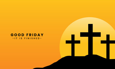 Vector illustration of Good Friday for Christians with copy space area. By combining elements of the cross and the twilight view of Golgotha ​​Hill, it is very suitable for religious purposes.