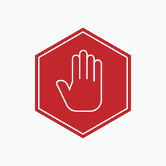 Hand Stop Icon.Prohibition Symbol - Vector Logo Template.