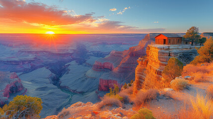 Grand Canyon Sunrise: Vast and Breathtaking - obrazy, fototapety, plakaty