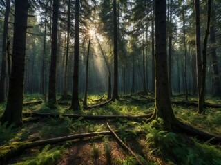 Naklejka premium Dark forest Generative AI