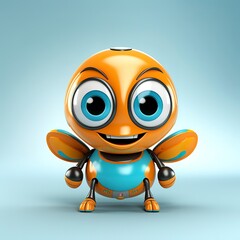 flat logo of Cute baby ant with big eyes lovely little animal 3d rendering cartoon character