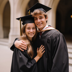 portrait of a couple in graduation gown