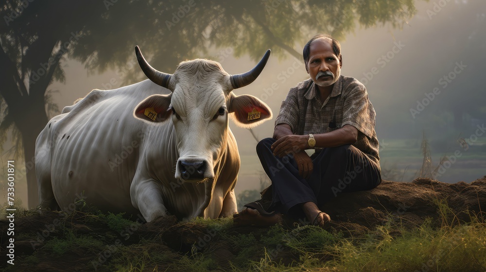 Poster dairy farmer cow