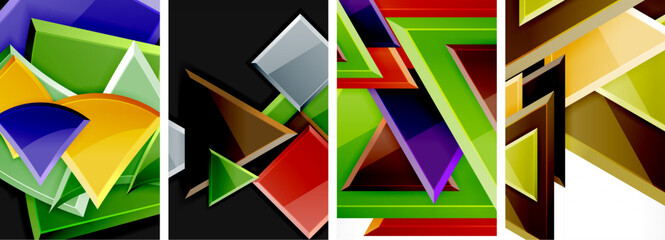 Triangle composition poster background set for wallpaper, business card, cover, poster, banner, brochure, header, website