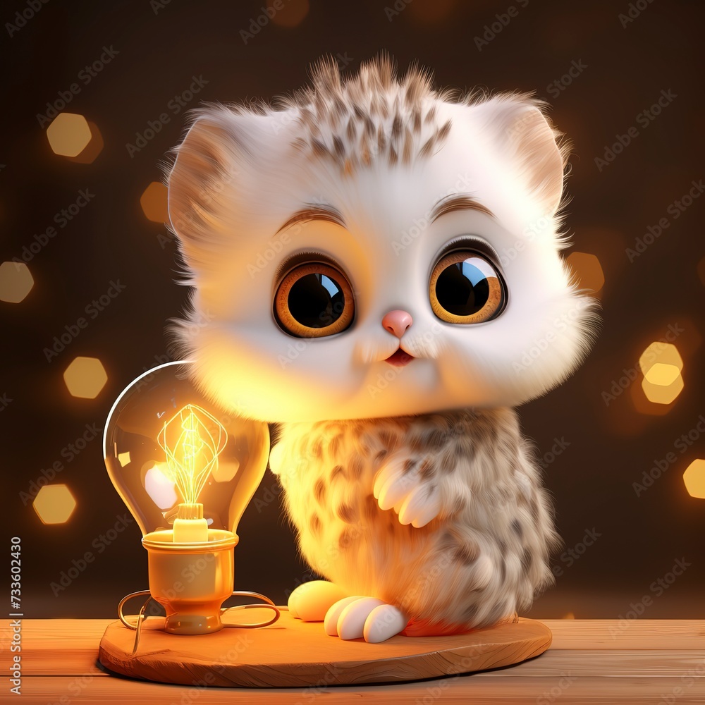 Canvas Prints flat logo of Cute baby lamp with big eyes lovely little animal 3d rendering cartoon character 