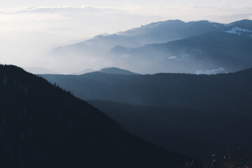 Beautiful landscape of Ceahlau mountains in Romania.