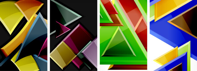 Triangle composition poster background set for wallpaper, business card, cover, poster, banner, brochure, header, website