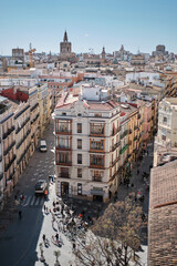 Vista elevada del casco antiguo del Barrio del Carmen en Valencia - obrazy, fototapety, plakaty