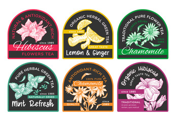Sticker design set for herbal tea package promo © Sonulkaster