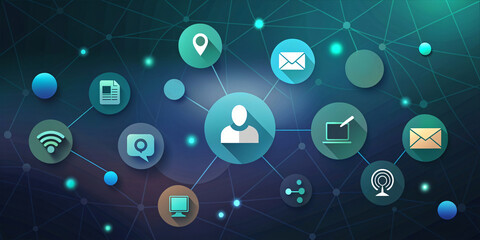 Background with Social Network and Technology Icon Concept