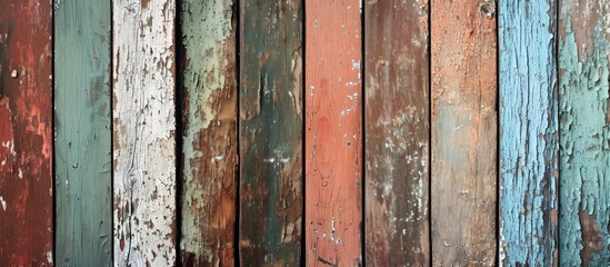 Vintage Wood Background with Peeling Paint: A Display of Vintage Charm on a Weathered Wood Background with Stunning Peeling Paint Design