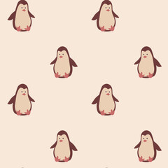 Vector seamless pattern with funny penguins. Children nice toys wallpaper. Texture for kids textile or wrapping paper.