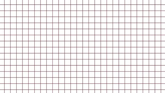 Animated Grid Paper Texture and graph paper background with red lines. Background Animation for yours presentations, infographics, charts, graphs, diagrams. Animated red lines cover whole screen. 4k