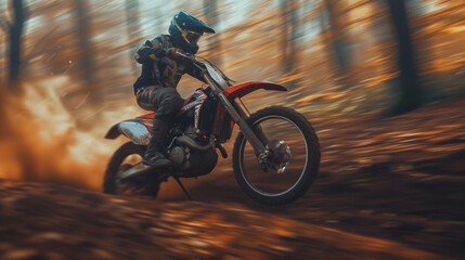 man riding a motorcycle in speed and motion blur 