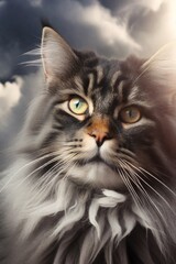 Lovely cat licking lips. Feline inspired Artificial Intelligenc