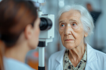 elderly woman undergoing health assessment