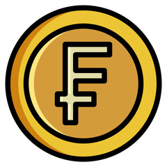  Swiss Franc, Coin, Money, Filled Outline Icon
