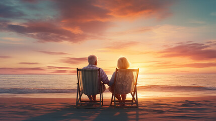 silhouette of a couple sitting on the beach at sunset
