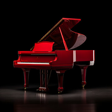 Red Piano on a black background 