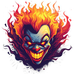 Fire joker character design, transparent background design, Ai generated image