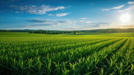 Fototapeta na wymiar harvest green corn field