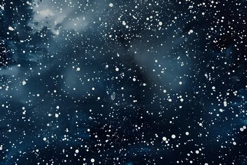 Minimalistic abstract interpretation of a winter night, featuring sparse white dots on a dark background to mimic snowfall.
