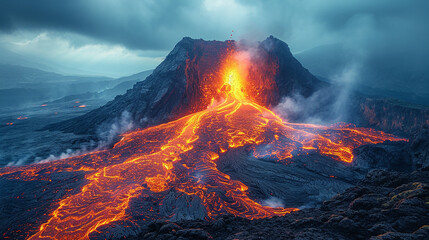 Erupting Volcano - obrazy, fototapety, plakaty