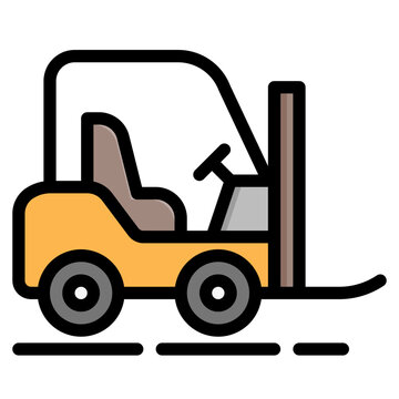 recommend clip art:  forklift, logistics, freight, transportation, cargo, delivery Filled Outline Icon