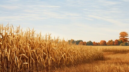 harvest fall corn field