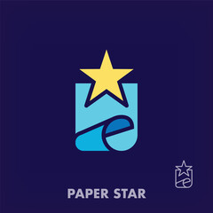 Creative folding paper star logo. Unique creative colors. Paper art and favorite star logo template. vector.