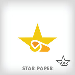 Creative folding paper star logo. Unique creative colors. Paper art and student logo template. vector.