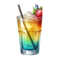 watercolor cocktail with soft drinks