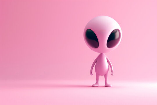 cute cartoon character of an alien space martian with large eyes. 3D render style