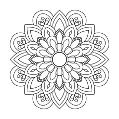 Round modern floral mandala design coloring book page