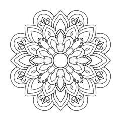 Round modern floral mandala design coloring book page