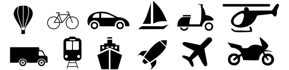 Public Transport Related Vector Line Icons. Contains such Icons as Taxi, Train, Tram and more. Editable Stroke.