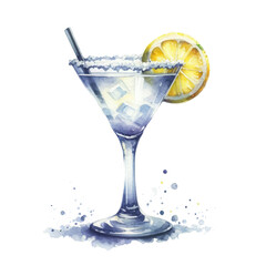 watercolor cocktail with soft drinks