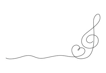One continuous line drawing of music note. Isolated on white background vector illustration. Free vector
