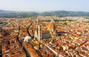 Florence, Italy. Santa Maria Del Fiore. Panoramic view. Aerial view