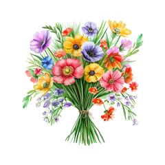 Watercolor floral spring bouquet. Hand drawn vector illustration.