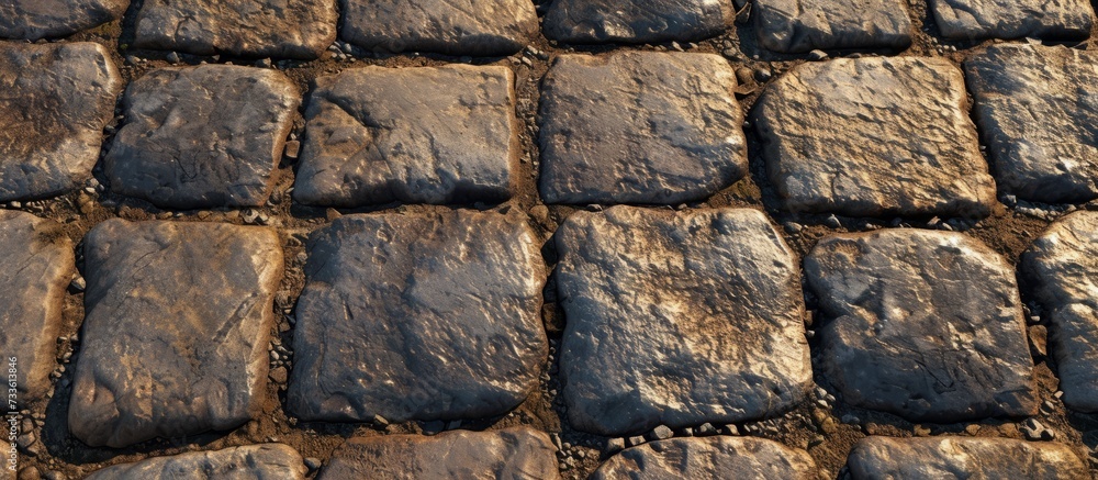 Poster seamless cobblestone texture: tillable stone pavement for a perfectly textured and seamless cobblest