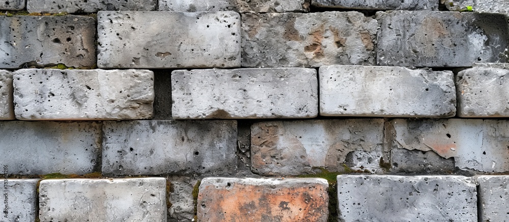 Aufkleber a detailed close-up shot showcasing a brick wall constructed with rectangular bricks stacked on top 