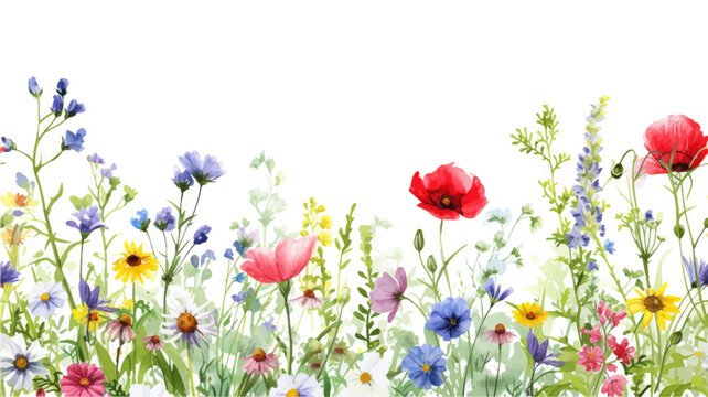 Vector watercolor banner with beautiful flowers framed for spring celebration