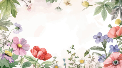 Frame decorated with flowers, tulips for women's day on March 8. Spring celebration