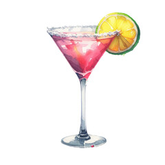 watercolor cocktail with soft drinks